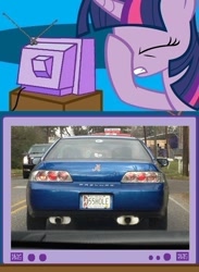 Size: 563x771 | Tagged: safe, derpibooru import, twilight sparkle, car, exploitable meme, facehoof, fail, failure makes vulgar, honda, honda prelude, license plate, meme, tv meme, vulgar