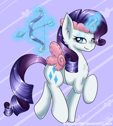 Size: 1800x2000 | Tagged: safe, artist:diigii-doll, rarity, pony, unicorn, arrow, bow (weapon), bow and arrow, cupid, magic, solo