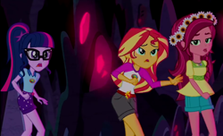 Size: 1214x738 | Tagged: safe, screencap, gloriosa daisy, sci-twi, sunset shimmer, twilight sparkle, equestria girls, legend of everfree