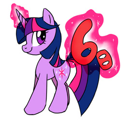 Size: 500x500 | Tagged: safe, artist:30clock, derpibooru import, twilight sparkle, 6, japanese, magic, pixiv, solo