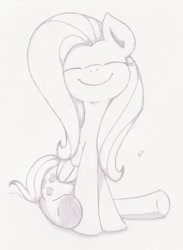 Size: 608x832 | Tagged: safe, artist:rymath, fluttershy, pegasus, pony, monochrome, smug, solo, traditional art