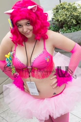 Size: 640x960 | Tagged: safe, artist:wakogeekcosplay, pinkie pie, human, belly button, cleavage, cosplay, female, irl, irl human, photo, solo