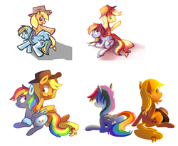 Size: 2220x1820 | Tagged: safe, artist:karzahnii, derpibooru import, applejack, rainbow dash, earth pony, pegasus, pony, comparison, progress