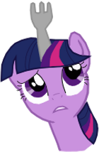 Size: 140x214 | Tagged: safe, artist:gijake1, derpibooru import, twilight sparkle, fork, frown, looking up, solo, twilight sporkle, wat, worried