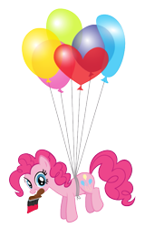 Size: 509x795 | Tagged: safe, artist:trueacti, pinkie pie, earth pony, pony, .svg available, balloon, mouth hold, paintbrush, painting, simple background, solo, svg, then watch her balloons lift her up to the sky, transparent background, vector