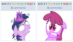 Size: 314x183 | Tagged: safe, derpibooru import, berry punch, berryshine, twilight sparkle, derpibooru, exploitable meme, juxtaposition, juxtaposition win