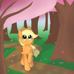 Size: 512x512 | Tagged: safe, artist:trytocaine, applejack, earth pony, pony, female, mare, path, tree