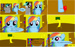 Size: 6053x3795 | Tagged: safe, artist:closingrain, artist:mellowbomb, derpibooru import, rainbow dash, oc, oc:closingrain, oc:doctor dexter wise, pegasus, pony, comic:calamity fateful, 1000 hours in ms paint, comic, dialogue