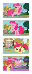 Size: 883x2000 | Tagged: safe, artist:cupcake-witha-tophat, apple bloom, pinkie pie, earth pony, pony, comic, wat