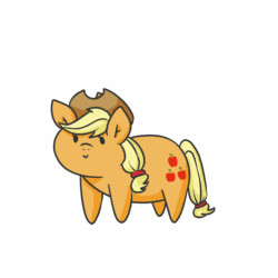 Size: 1100x1100 | Tagged: safe, artist:sketchnathan, applejack, earth pony, pony, animated, chibi, simple background, solo