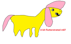 Size: 1287x803 | Tagged: safe, fluttershy, pegasus, pony, 1000 hours in ms paint, crappy art, m8, ms paint, ruse, solo