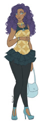 Size: 587x1700 | Tagged: safe, artist:hirahime, rarity, human, dark skin, high heels, humanized, jewelry, nail polish, purse, solo