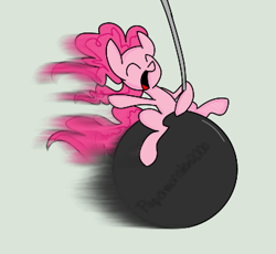 Size: 348x320 | Tagged: safe, artist:papermonster2000, pinkie pie, earth pony, pony, miley cyrus, solo, wrecking ball