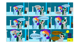 Size: 1763x1080 | Tagged: safe, artist:closingrain, artist:mellowbomb, derpibooru import, rainbow dash, oc, oc:closingrain, oc:doctor dextor wise, pegasus, pony, comic:calamity fateful, 1000 hours in ms paint, comic, dialogue