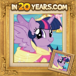 Size: 361x361 | Tagged: safe, derpibooru import, twilight sparkle, twilight sparkle (alicorn), alicorn, pony, female, immortality, immortality is awesome, in 20 years, it's good to be princess, mare, twiface, wrong neighborhood