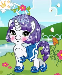 Size: 395x478 | Tagged: safe, rarity, pony, unicorn, anime, girls go games, solo, wrong eye color