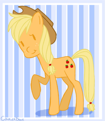 Size: 781x894 | Tagged: safe, artist:courierbear, applejack, earth pony, pony, female, mare, raised hoof, solo
