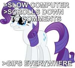 Size: 662x600 | Tagged: safe, rarity, pony, unicorn, female, image macro, mare, meme, purple mane, solo, white coat