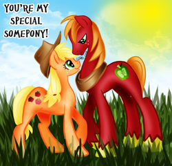 Size: 1024x984 | Tagged: safe, artist:lillian-is-a-flower, applejack, big macintosh, earth pony, pony, applemac, incest, male, shipping, special somepony, stallion, straight