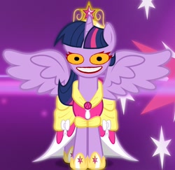 Size: 1280x1242 | Tagged: safe, derpibooru import, edit, twilight sparkle, twilight sparkle (alicorn), alicorn, pony, :d, aradia megido, clothes, coronation dress, dress, faic, female, homestuck, mare, solo, twilight snapple