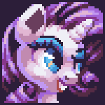 Size: 150x150 | Tagged: safe, artist:pix3m, rarity, pony, unicorn, female, mare, pixel art, purple mane, solo, white coat