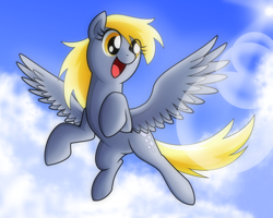 Size: 1024x819 | Tagged: safe, artist:mdsk-rb, derpy hooves, pegasus, pony, cloud, cloudy, female, flying, mare, solo