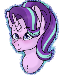 Size: 500x600 | Tagged: safe, artist:saltiesthoney, starlight glimmer, pony, unicorn, bust, portrait, smiling, solo