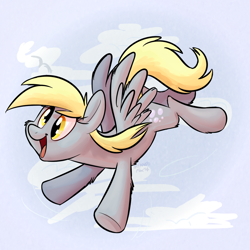 Size: 1050x1048 | Tagged: safe, artist:thedoggygal, derpy hooves, pegasus, pony, female, flying, mare, solo