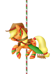 Size: 900x1200 | Tagged: safe, artist:blueeyesneko, applejack, earth pony, pony, bridle, carousel, carousel bondage