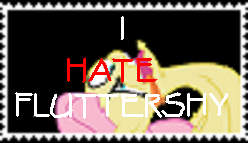 Size: 248x143 | Tagged: safe, artist:rainbowthefox102, fluttershy, pegasus, pony, deviantart stamp, drama, hate, hater, stamp, text