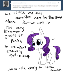 Size: 680x780 | Tagged: safe, artist:moonblizzard, rarity, pony, unicorn, ask, rarity answers, solo, tumblr