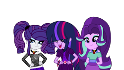 Size: 1666x945 | Tagged: safe, artist:speedpaintjayvee12, rarity, starlight glimmer, twilight sparkle, equestria girls, alternate hairstyle, alternate universe, female, simple background, transparent background