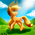 Size: 700x700 | Tagged: safe, artist:datponypl, applejack, earth pony, pony, crepuscular rays, grass, looking back, solo