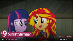 Size: 855x481 | Tagged: safe, screencap, sunset shimmer, twilight sparkle, equestria girls, rainbow rocks, msmojo, watchmojo.com, youtube