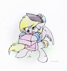 Size: 1112x1177 | Tagged: safe, artist:pandan009, derpy hooves, pegasus, pony, crumbs, female, mailmare, mare, solo