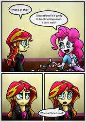 Size: 1240x1754 | Tagged: safe, artist:rambopvp, pinkie pie, sunset shimmer, equestria girls, christmas, comic