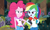 Size: 800x482 | Tagged: safe, artist:3d4d, artist:luckreza8, artist:sketchmcreations, derpibooru import, part of a set, pinkie pie, rainbow dash, equestria girls, legend of everfree, camp everfree outfits, clothes, female, forest, lesbian, open mouth, pants, pinkiedash, shipping, shorts, smiling, wristband