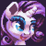 Size: 150x150 | Tagged: safe, artist:pix3m, rarity, pony, unicorn, female, mare, pixel art, purple mane, solo, white coat