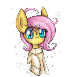 Size: 972x990 | Tagged: safe, artist:vaivy, fluttershy, pegasus, pony, clothes, cute, solo, sweater, sweatershy