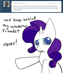 Size: 680x780 | Tagged: safe, artist:moonblizzard, rarity, pony, unicorn, ask, rarity answers, solo, tumblr