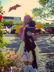 Size: 720x960 | Tagged: safe, artist:starinkyness, fluttershy, human, cosplay, crossover, how to train your dragon, irl, irl human, photo, plushie, solo, toothless the dragon