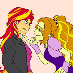 Size: 1000x1000 | Tagged: safe, artist:raika0306, adagio dazzle, sunset shimmer, equestria girls, female, lesbian, shipping, sunsagio