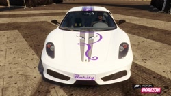 Size: 1280x720 | Tagged: safe, rarity, car, ferrari, ferrari f430, ferrarity, forza horizon, itasha, no pony