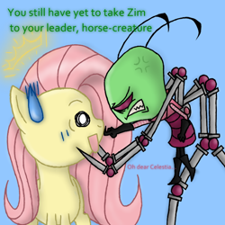 Size: 692x692 | Tagged: safe, artist:kristoonzartist76, fluttershy, pegasus, pony, crossover, invader zim, zim