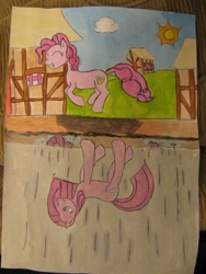 Size: 1944x2592 | Tagged: safe, pinkie pie, earth pony, pony, comic, duality, female, mare, painting, pinkamena diane pie, solo, traditional art