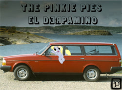 Size: 540x399 | Tagged: safe, artist:alozec, derpy hooves, pegasus, pony, 2011, album cover, alozec, car, cover, crossover, el camino, el derpamino, female, mare, music, nonesuchrecords, parody, rock, station wagon, the black keys, the pinkie pies, volvo, volvo 240