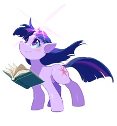 Size: 575x622 | Tagged: safe, artist:nemurism, derpibooru import, twilight sparkle, book, magic, simple background, solo