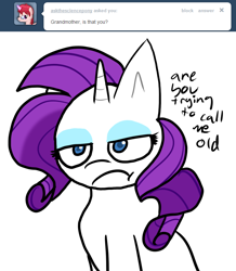 Size: 680x780 | Tagged: safe, artist:moonblizzard, rarity, pony, unicorn, ask, rarity answers, solo, tumblr