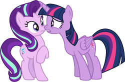 Size: 2899x1903 | Tagged: safe, artist:davidsfire, starlight glimmer, twilight sparkle, twilight sparkle (alicorn), alicorn, pony, unicorn, boop, duo, duo female, female, mare, noseboop, simple background, transparent background, vector