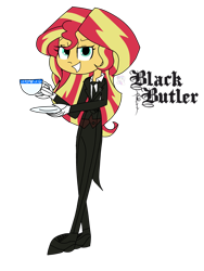 Size: 2400x3200 | Tagged: safe, artist:xxsunsetshimmer23xx, sunset shimmer, equestria girls, black butler, parody, simple background, solo, transparent background